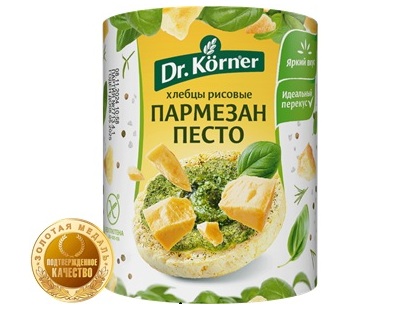 Хлебцы хрустящие ТМ DR.KÖRNER. Рисовые с песто и пармезаном — выбор редакции