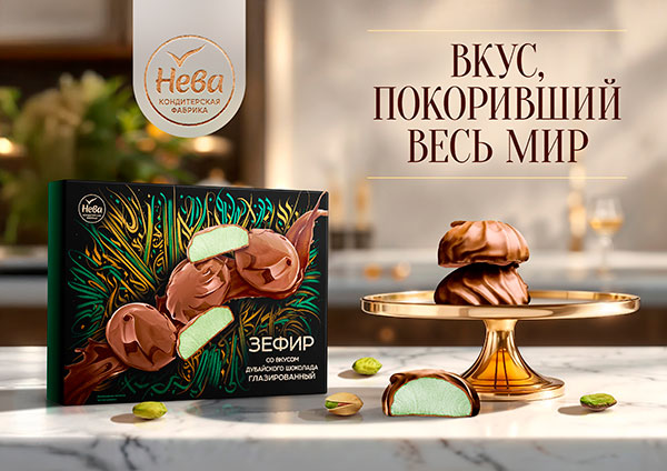 Зефир со вкусом дубайского шоколада – новинка от КФ «Нева»