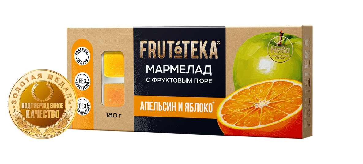 Мармелад желейно-фруктовый «АПЕЛЬСИН И ЯБЛОКО» (ассорти) ТМ FRUTOTEKA — выбор редакции